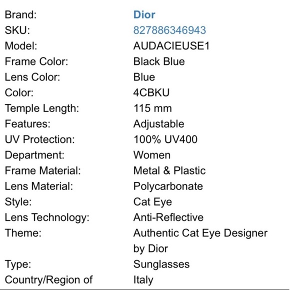 AUTHENTIC 🆕DIOR* AUDACIEUSE1 BLACK GOLD BLUE SUNGLASSES BUNDLE - Picture 7 of 13